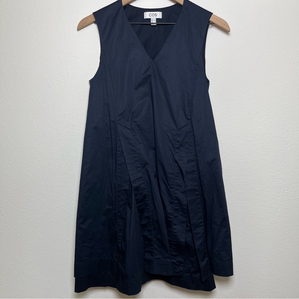 COS‎ Women Dress 2 Navy Blue Sleeveless A-Line Lagenlook Minimalist Art Mini